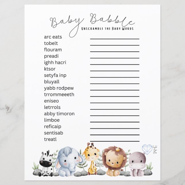 Baby Babble - Baby Themed Word Scramble (Front)
