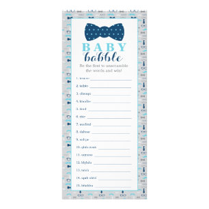 Baby Babble Game, Bow Tie Baby Shower Rack Card