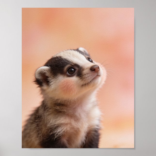 Baby Badger Nursery Wall Art Print (Front)