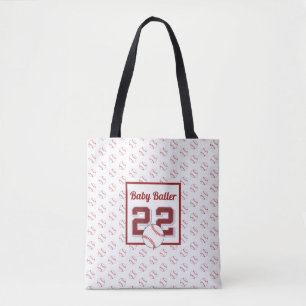 Baby baller red and white  tote bag