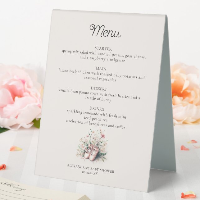 Baby Ballerina Shoes Wildflowers Girl Shower Menu (In SItu (Wedding))