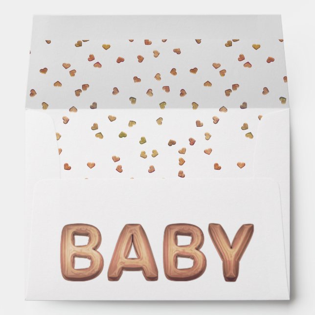 Baby Balloon | Elegant Rose Gold Baby Shower Envelopes (Back (Bottom))