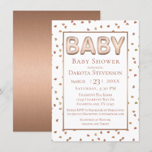 Baby Balloon   Elegant Rose Gold Baby Shower Invitation