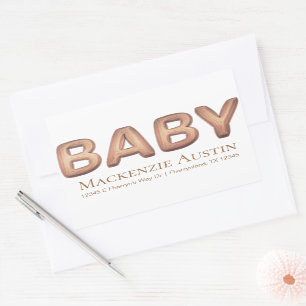 Baby Balloon   Elegant Rose Gold Baby Shower Rectangular Sticker