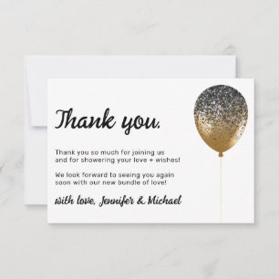 Baby Balloon Party Glitz Thank you Invitation