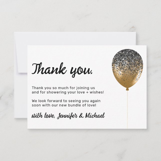 Baby Balloon Party Glitz Thank you Invitation (Front)