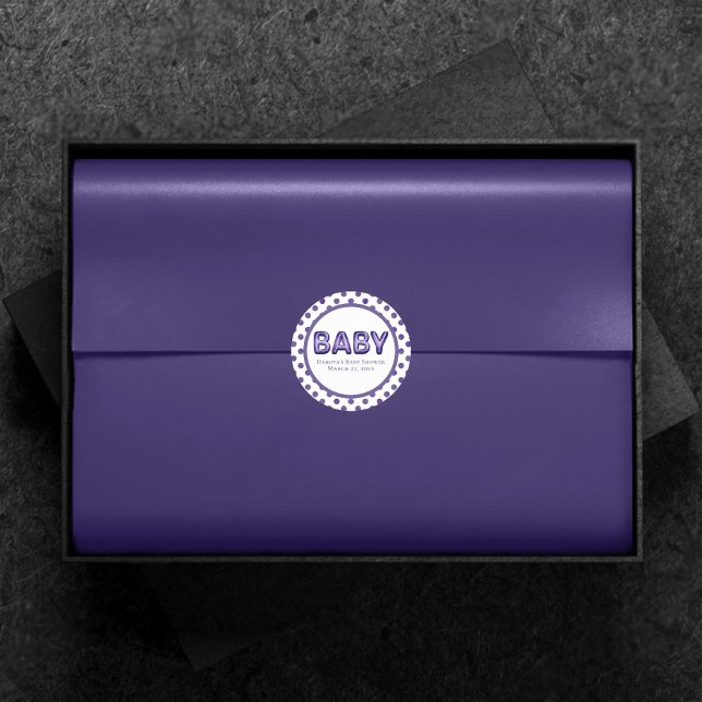Baby Balloon | Royal Violet Purple Baby Shower Classic Round Sticker (Creator Uploaded)