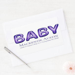Baby Balloon   Royal Violet Purple Baby Shower Rectangular Sticker