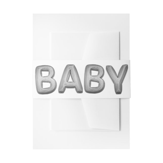 Baby Balloon | Unisex Silver Shower or Reveal Invitation Belly Band (Front Example)