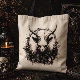 Baby Baphomet Occult Botanical Gothic Tote Bag