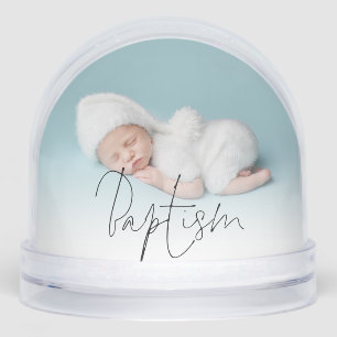 Baby Baptism 2 Photos Name and Date Snowglobe