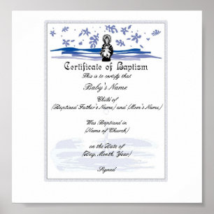 Baby Baptism Certificate -Boy Poster