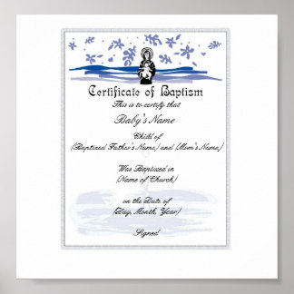 Baby Baptism Certificate -Boy Poster