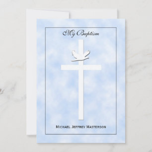 Baby Baptism Christening Invitation Boy Invite