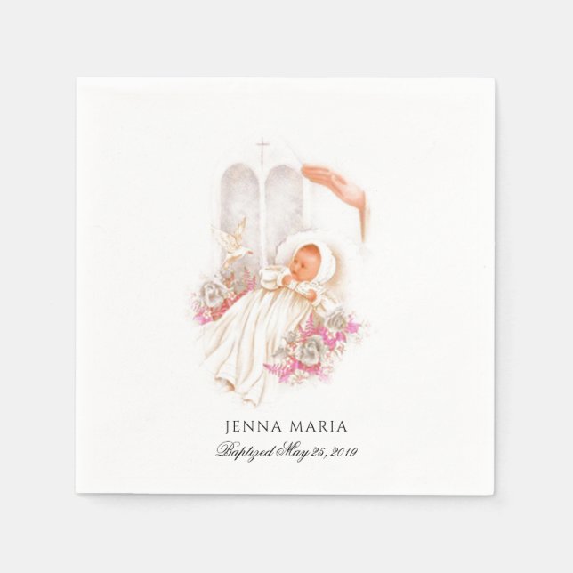 Baby Baptism Christening Religious Traditional Napkin (Front)
