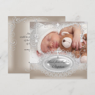 Baby Baptism Girl Boy Christening Pearl Invitation