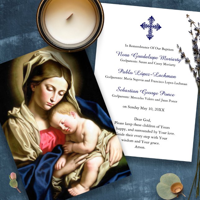Baby Baptism Remembrance Large Prayer Card (Baptism keepsake, baptism prayer card, Christening, catholic, elegant)