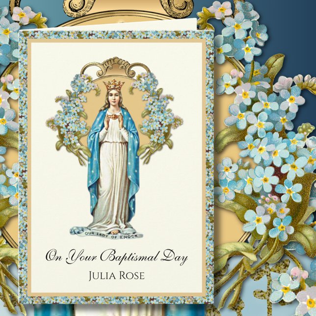 Baby Baptismal Christening Religious Virgin Mary  Card (Creator Uploaded)