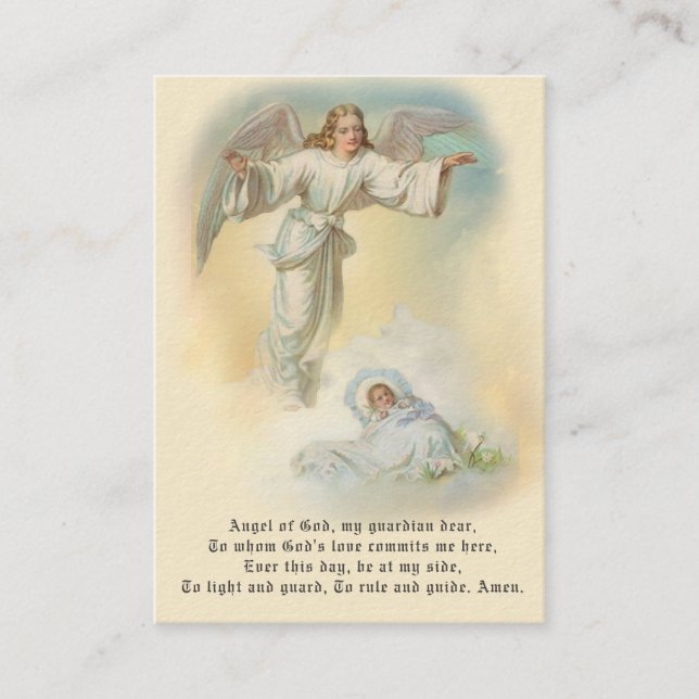 Baby Baptismal Remembrance  Angel Prayer Holy Card (Front)