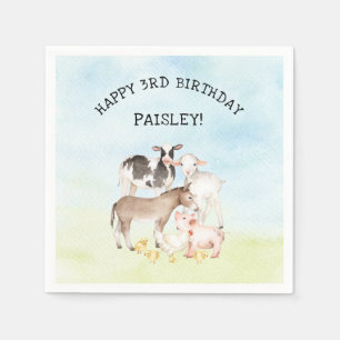 Baby barnyard animals birthday party decor napkin