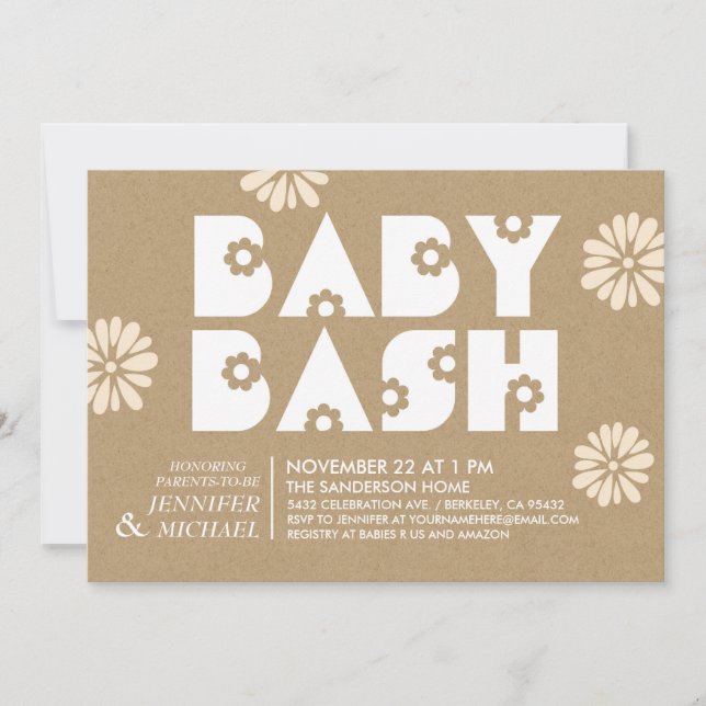 Baby Bash | Baby Shower Invitations Kraft Paper v1 (Front)