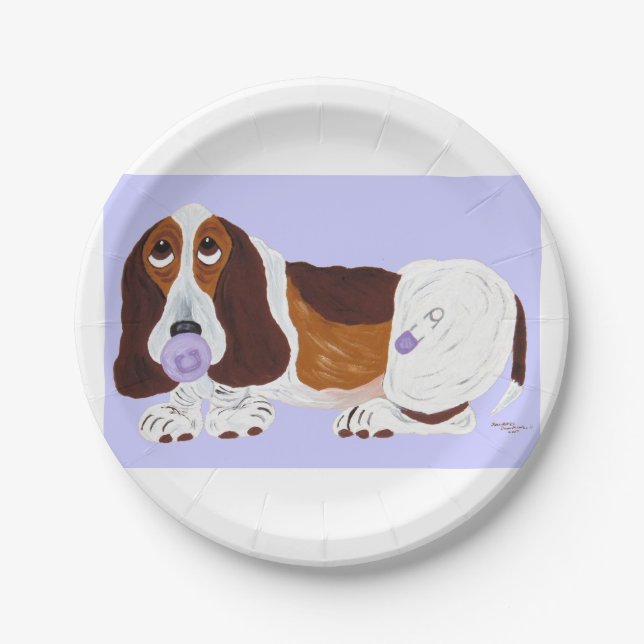 Baby Basset Hound Paper Plate (Front)