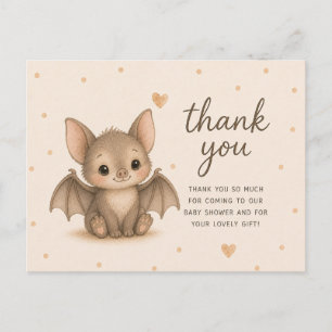 Baby Bat Baby Shower Thank You Postcard