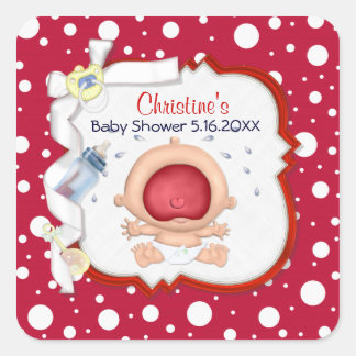 Baby Bawling Funny Neutral Baby Shower Square Sticker