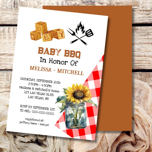 Baby BBQ Couples Baby Shower Theme Invitation (Creator Uploaded)