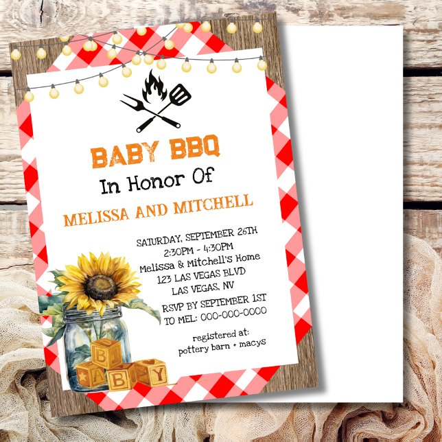 Baby BBQ Couples Baby Shower Theme Invitation (Creator Uploaded)