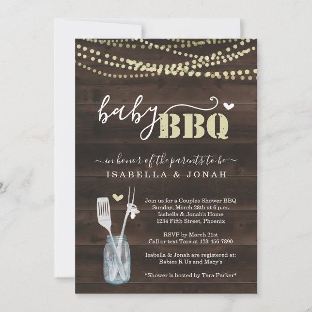 Baby BBQ Invitation - Couples Baby Q Barbeque (Front)