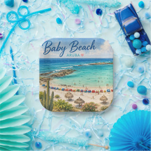 Baby Beach Aruba Caribbean Travel souvenir Paper Plate