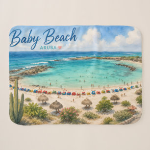 Baby Beach Aruba Caribbean Travel souvenir Sherpa Blanket