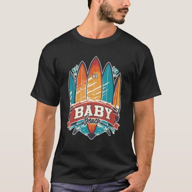 Baby Beach HI Rebel Surf Edgy Surfboard Design T-Shirt (Front)