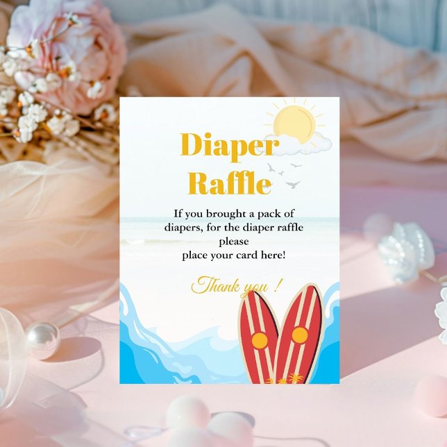 Baby beach surfing Diaper raffle baby shower sign (Creator Uploaded)