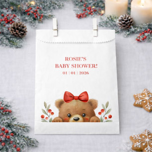 Baby Bear And Rowan Berries Baby Shower Favour Bags