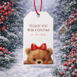 Baby Bear And Rowan Berries Baby Shower Gift Tags