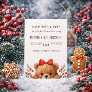 Baby Bear And Rowan Berries Baby Shower Save The Date