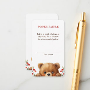 Baby Bear And Rowan Berries Diaper Raffle Enclosure Card