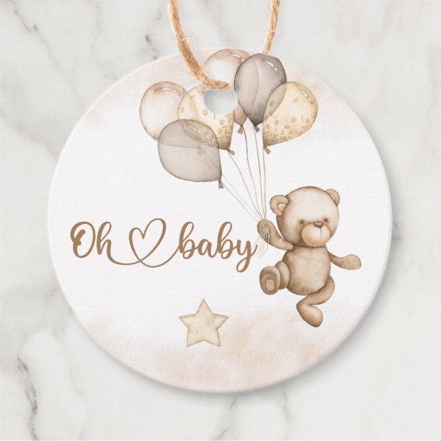 Baby Bear Baby Shower Favour Tags (Front)