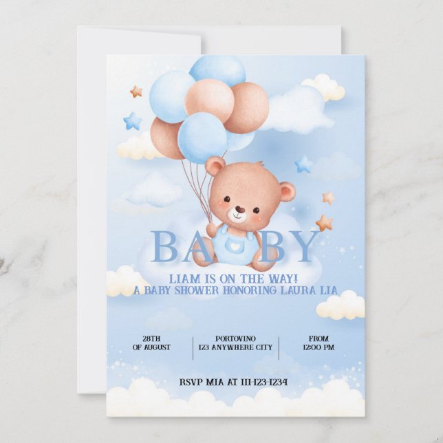 BABY BEAR BABY SHOWER INVITATION (Front)