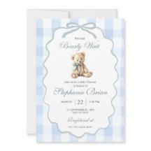 Baby Bear Baby Shower Invitation Editable Pale Blu