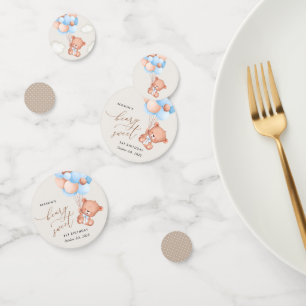 Baby Bear, Blue Balloons, First Birthday Confetti