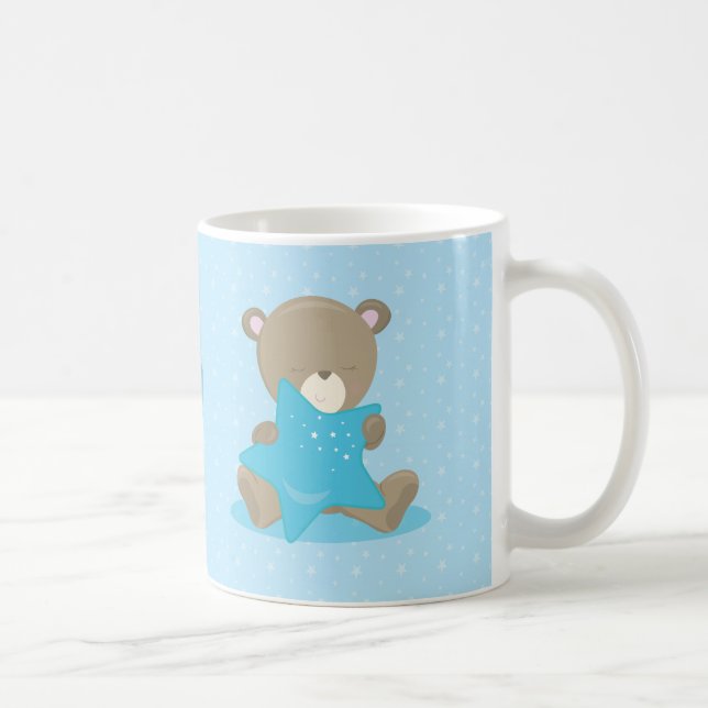 Baby Bear Blue Boy Holding a star Coffee Mug (Right)