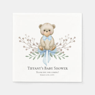 Baby Bear Blue Boy Wreath Baby Shower Napkins