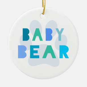 Baby bear - blue ceramic tree decoration