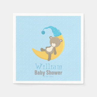 Baby Bear Blue Sleeping On The Moon II Napkin