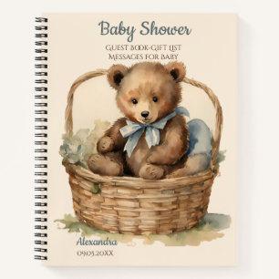 Baby Bear Boy Baby Shower Guest Gift List Notebook