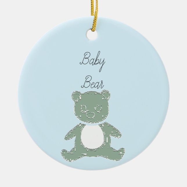 Baby Bear Boy Ceramic Tree Decoration (Front)