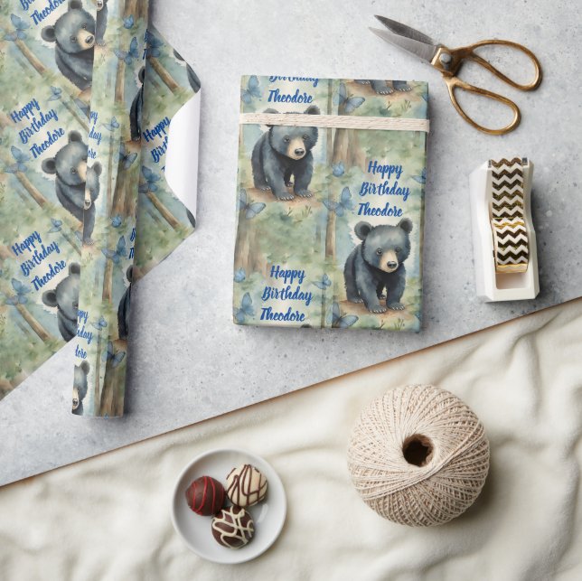 Baby Bear Boy Personalised Birthday Wrapping Paper (Crafts)